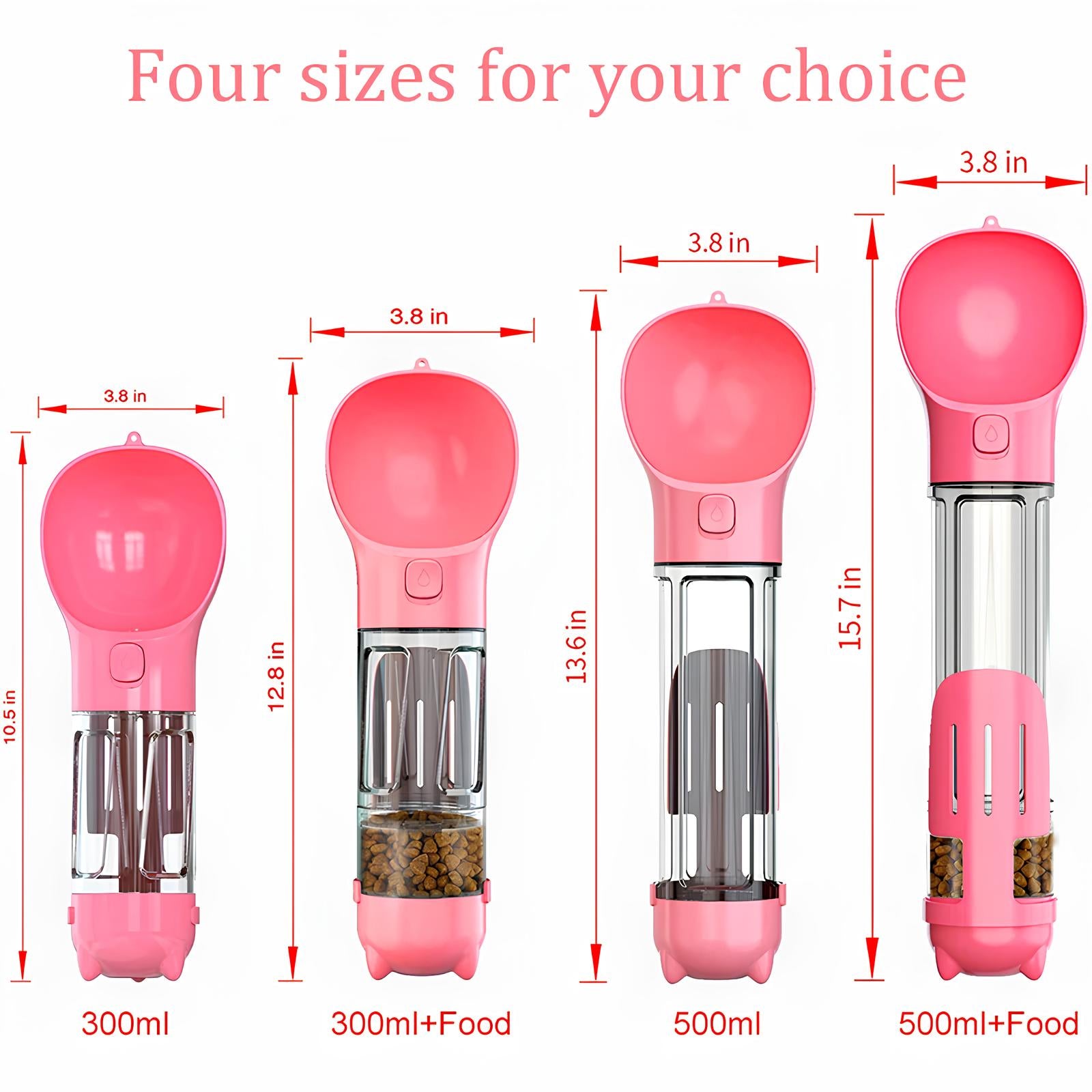 4 in1 Portable Cat Dog Water Bottle Feeder Drinker Poop Bag Dispenser - Homevalley.co.uk