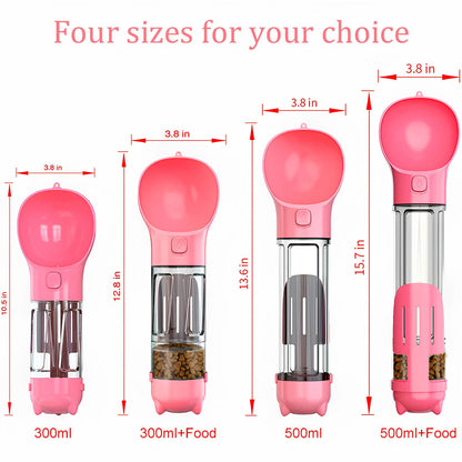 4 in1 Portable Cat Dog Water Bottle Feeder Drinker Poop Bag Dispenser - Homevalley.co.uk