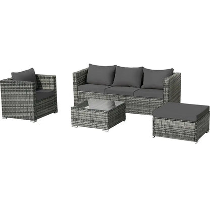 4 Piece Rattan Garden Patio Sofa Sets with Coffee Table - Homevalley.co.uk