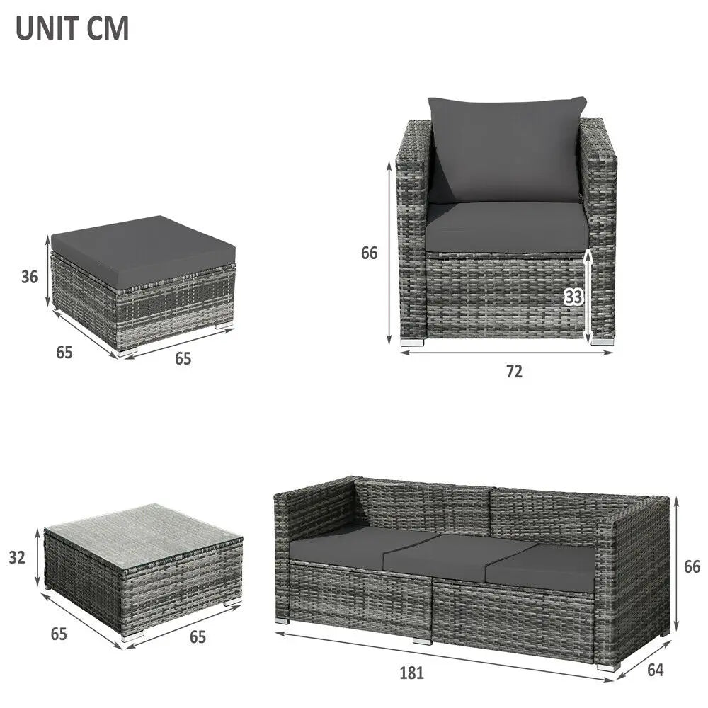 4 Piece Rattan Garden Patio Sofa Sets with Coffee Table - Homevalley.co.uk