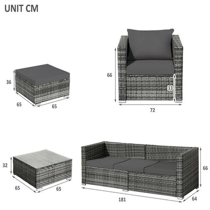 4 Piece Rattan Garden Patio Sofa Sets with Coffee Table - Homevalley.co.uk