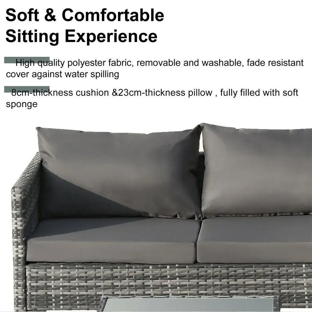 4 Piece Rattan Garden Patio Sofa Sets with Coffee Table - Homevalley.co.uk