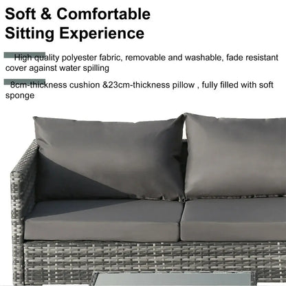 4 Piece Rattan Garden Patio Sofa Sets with Coffee Table - Homevalley.co.uk