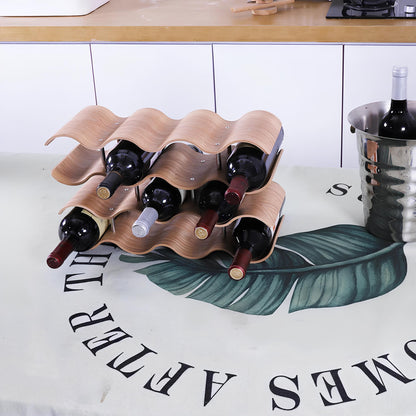 4 Tier Wave Bamboo Wine Rack 14 Bottle Set - Homevalley.co.uk