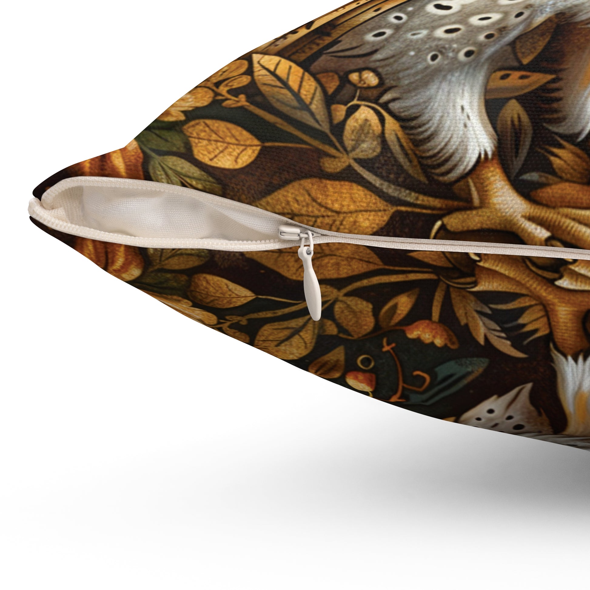 William Morris Style Square Pillow with Barn Owl Design, insert included - Homevalley.co.uk