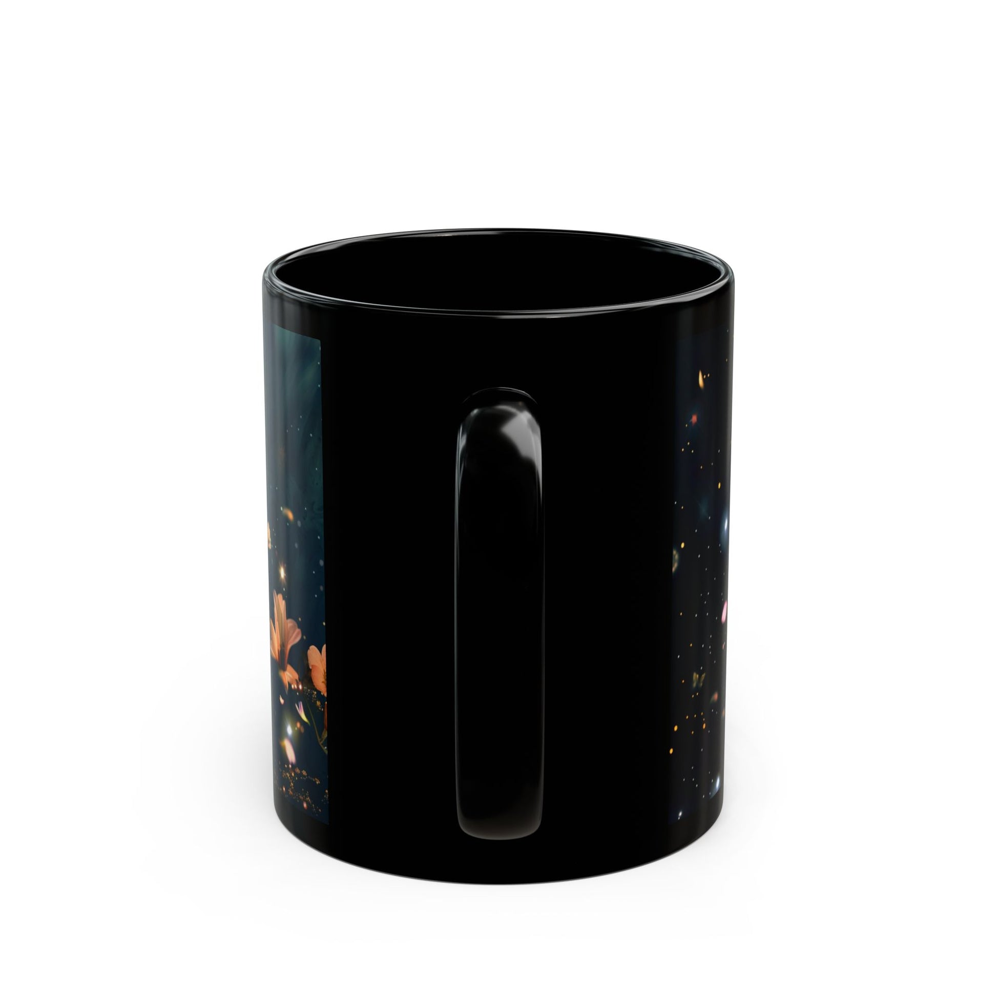 Moon and Flowers Black Coffee Mug,Tea Cup, Floral Mug, Gift for Her, Mother's Day, Gift Idea (11oz, 15oz) - Homevalley.co.uk