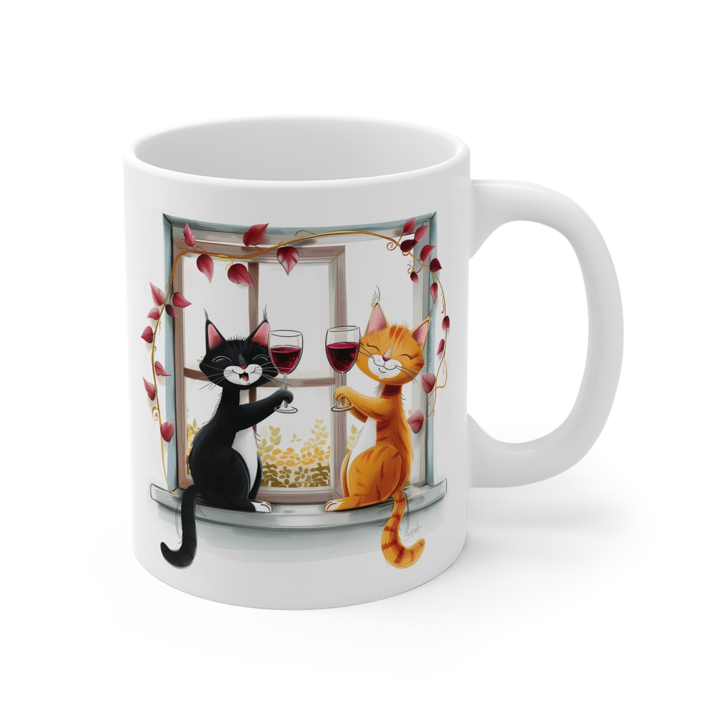 Cats Drinking Wine Coffee Mug, Funny Cats Tea Mug for Wine Drinkers, Birthday Gift, Gift for Her, Mother's Day, Gift Idea, 11oz - Homevalley.co.uk