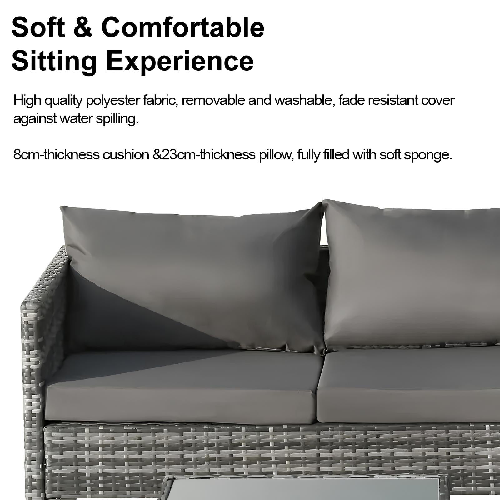 4PCS Garden Rattan Corner Sofa Set Outdoor Furniture Patio Sofa With Storage Box - Homevalley.co.uk
