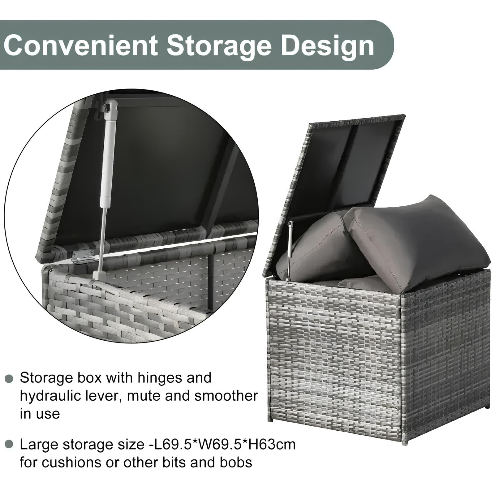 4PCS Garden Rattan Corner Sofa Set Outdoor Furniture Patio Sofa With Storage Box - Homevalley.co.uk
