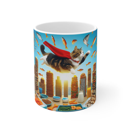 Super Man, Super Cat, Funny Cat Coffee Mug, Funny Pets Coffee Cup, 11oz, 15oz - Homevalley.co.uk