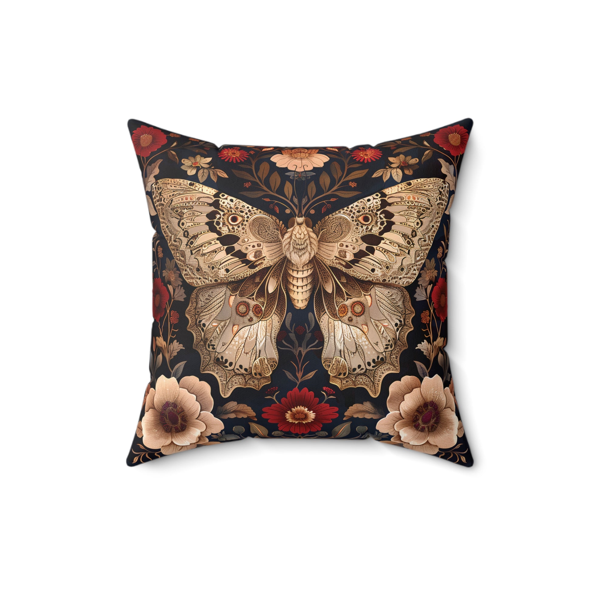 Butterfly Design Square Pillow, Butterflies and Flowers, insert included - Homevalley.co.uk