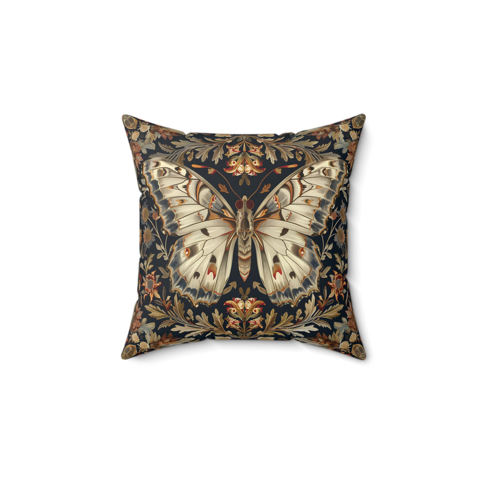 Butterfly Design Square Pillow, Butterflies and Flowers, insert included - Homevalley.co.uk