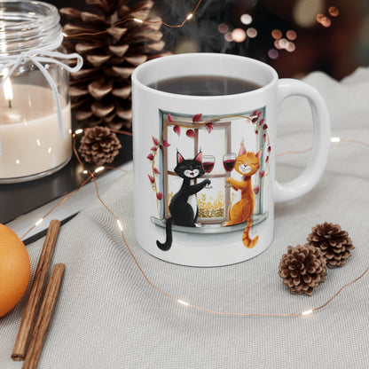 Cats Drinking Wine Coffee Mug, Funny Cats Tea Mug for Wine Drinkers, Birthday Gift, Gift for Her, Mother's Day, Gift Idea, 11oz - Homevalley.co.uk