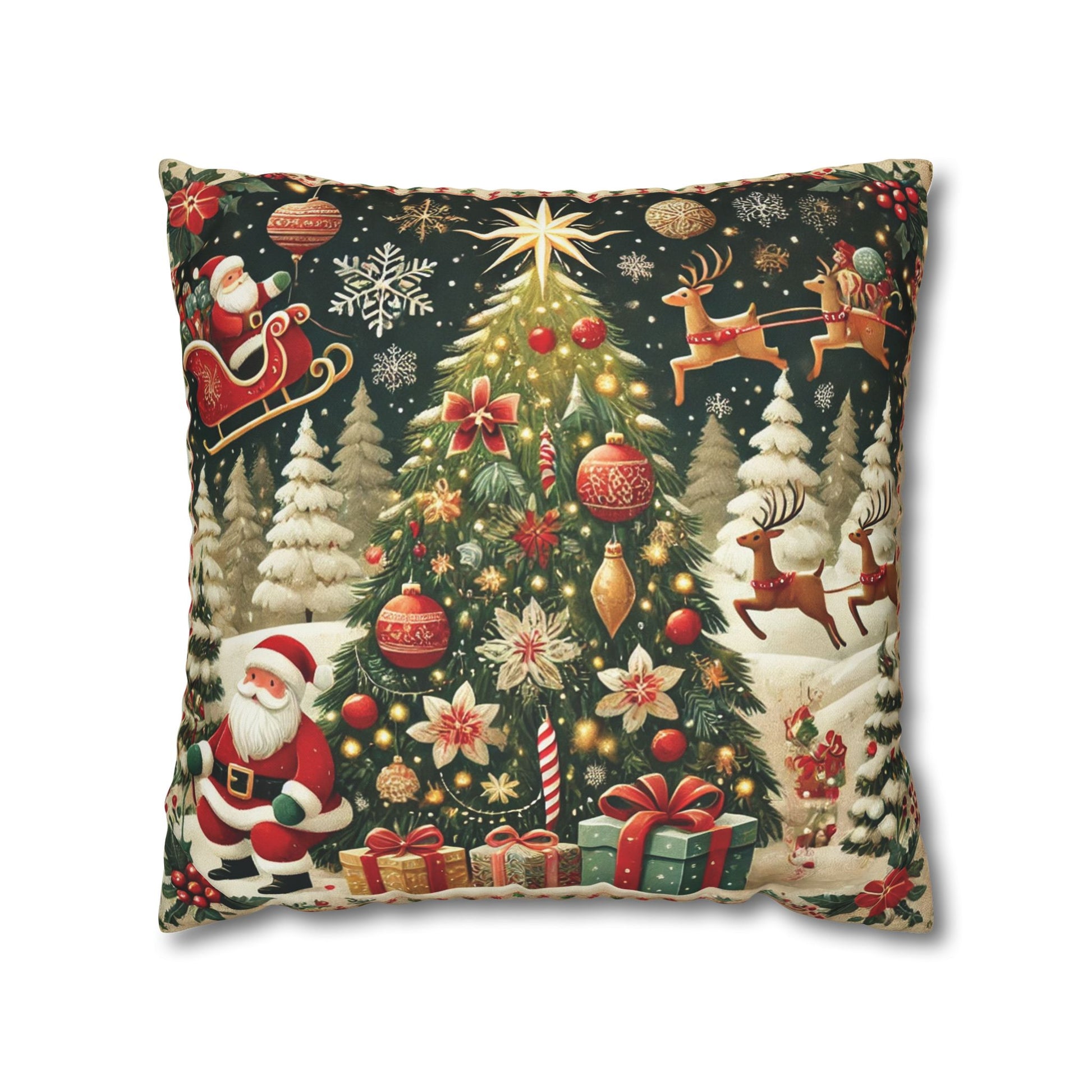 Christmas Square Pillowcase, Holiday Cushion Cover, Festive Throw Pillow, Xmas Decor, Home Decor Gift - Homevalley.co.uk