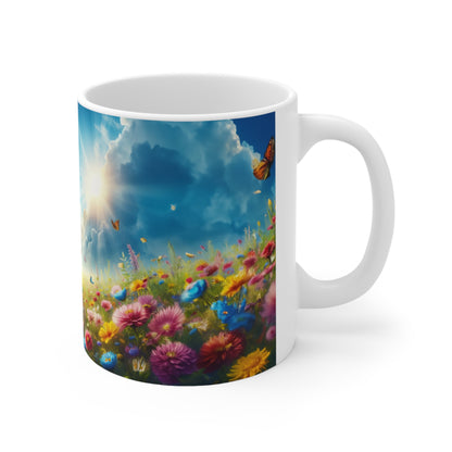 Floral Field, Butterflies and sunshine Coffee Mug, Floral Tea cut, Mother's day, Gift for her 11oz - Homevalley.co.uk