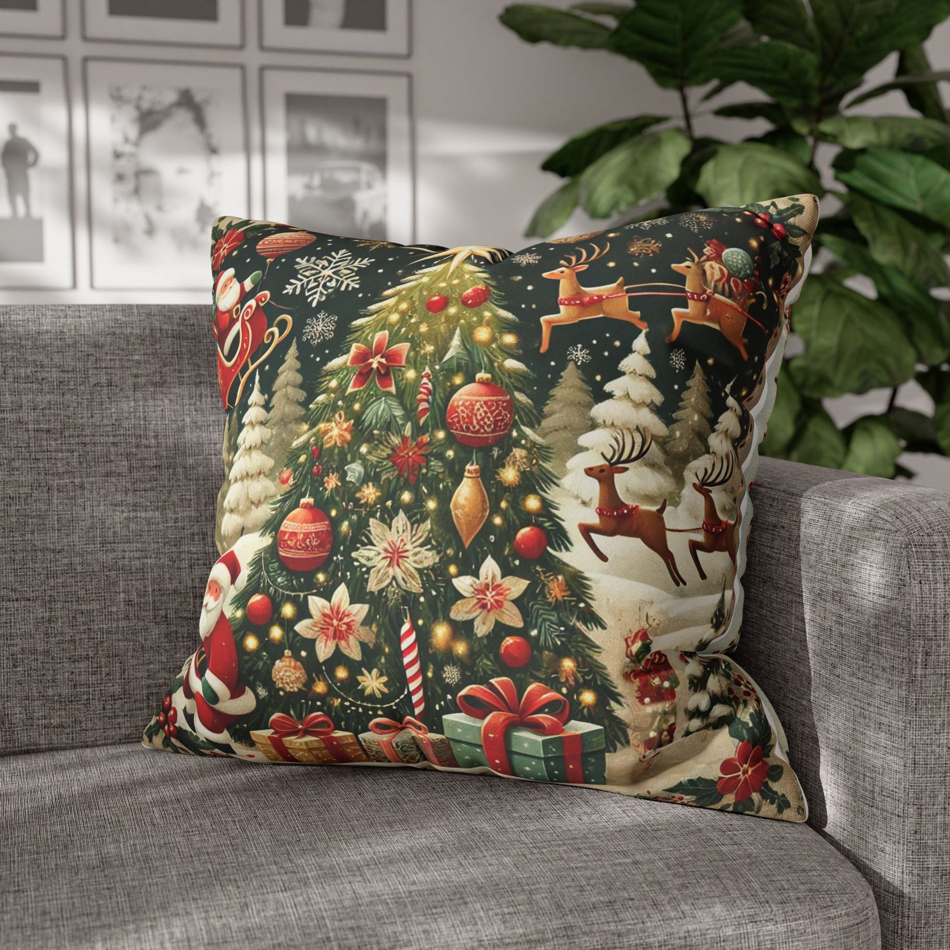 Christmas Square Pillowcase, Holiday Cushion Cover, Festive Throw Pillow, Xmas Decor, Home Decor Gift - Homevalley.co.uk