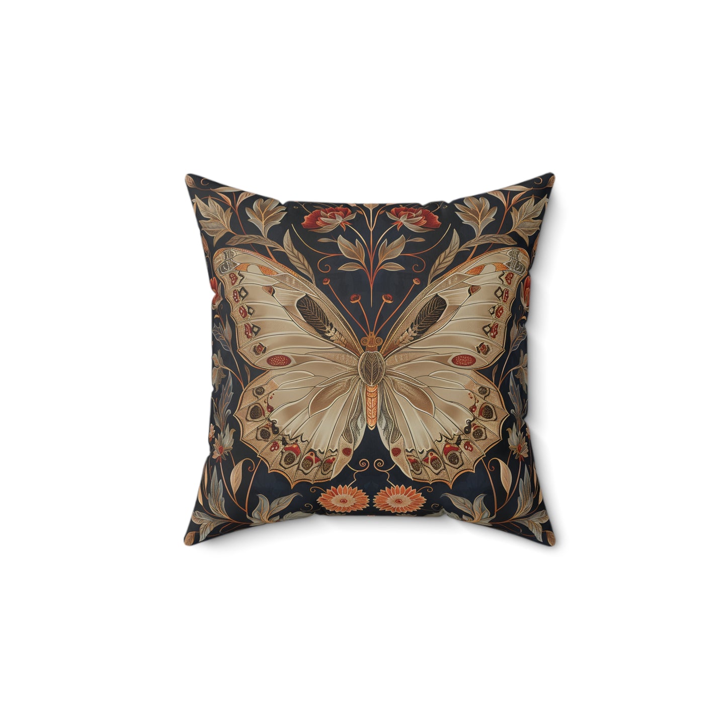 Butterfly Design Square Pillow, Butterflies and Flowers, insert included - Homevalley.co.uk