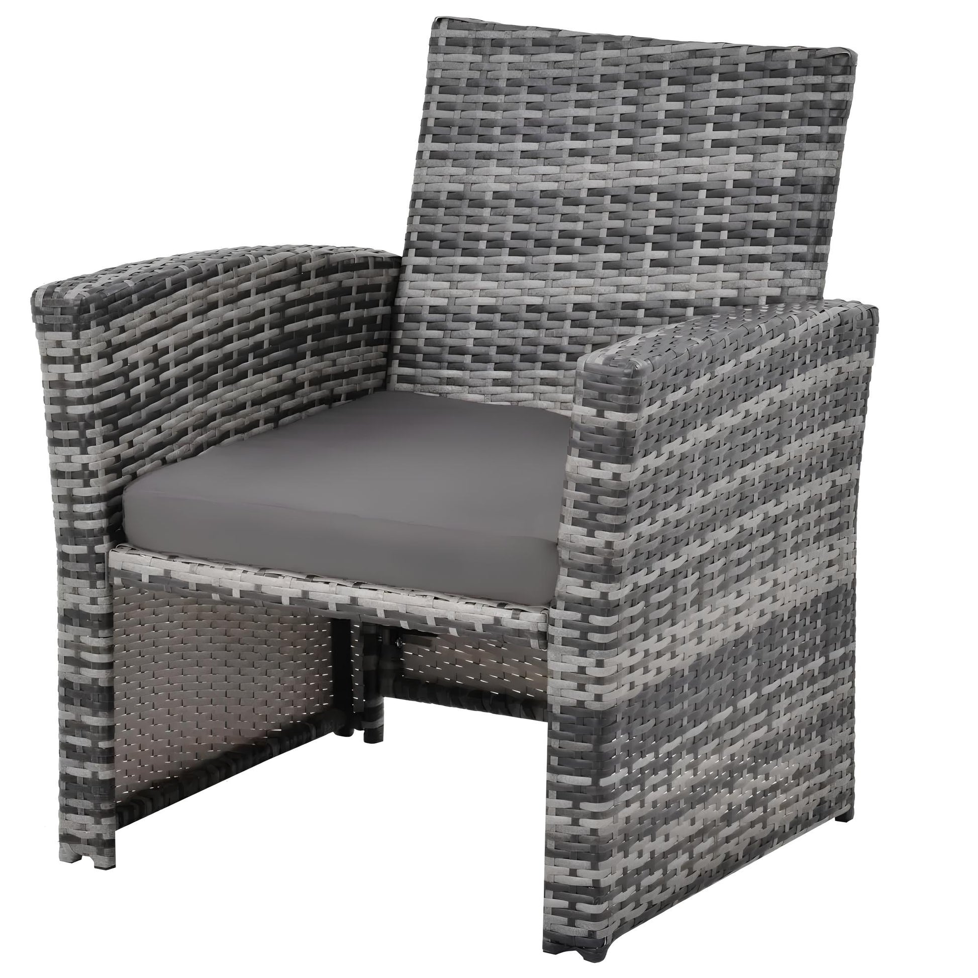 6 Pieces 6 Seater Rattan Patio Sofa Furniture Set with Tempered Glass Coffee Table & Footstools - Homevalley.co.uk