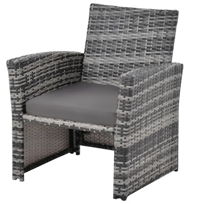 6 Pieces 6 Seater Rattan Patio Sofa Furniture Set with Tempered Glass Coffee Table & Footstools - Homevalley.co.uk