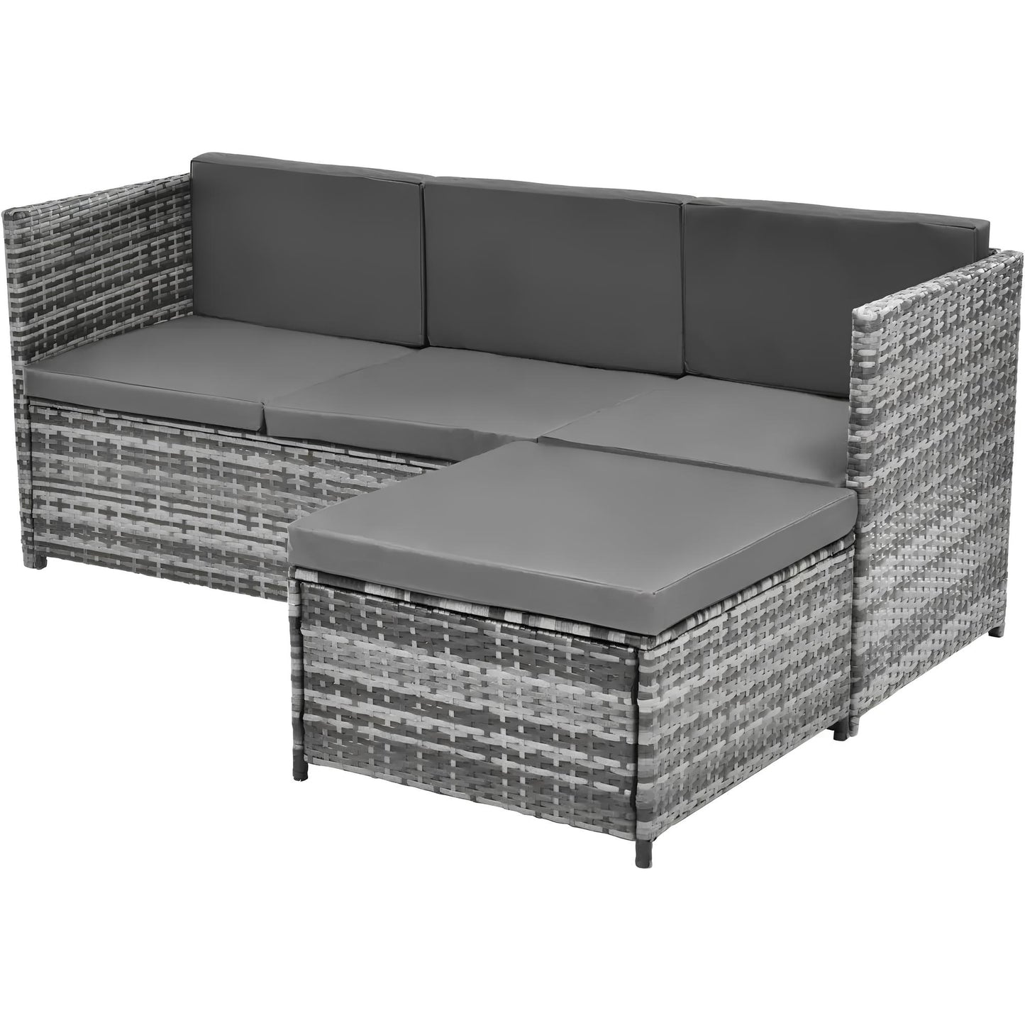 6 Seater Rattan Sofa Lounge Set with coffee table, storage and stools - Homevalley.co.uk