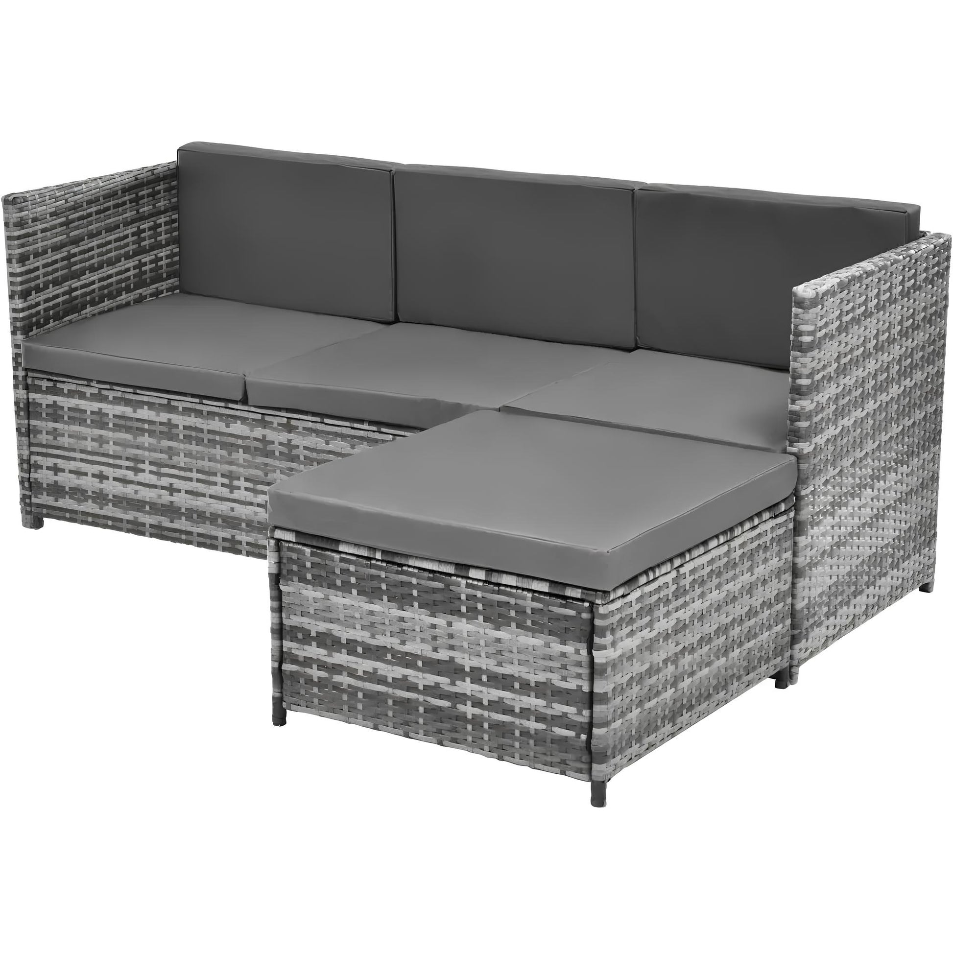 6 Seater Rattan Sofa Lounge Set with coffee table, storage and stools - Homevalley.co.uk