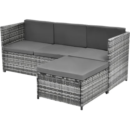 6 Seater Rattan Sofa Lounge Set with coffee table, storage and stools - Homevalley.co.uk