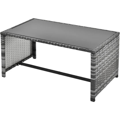 6 Seater Rattan Sofa Lounge Set with coffee table, storage and stools - Homevalley.co.uk