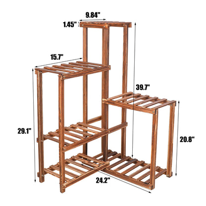 6 Tier Wooden Plant Stand Shelf - Homevalley.co.uk