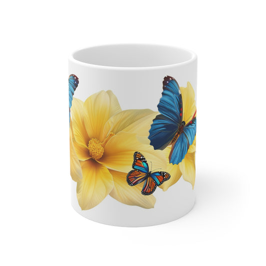Flowers Butterflies Coffee Mug, Wildflower Mug, Cottagecore Coffee Mug, Botanical Tea Cup, Flower Garden Mug, Mothers Day GiftCups, 11oz - Homevalley.co.uk