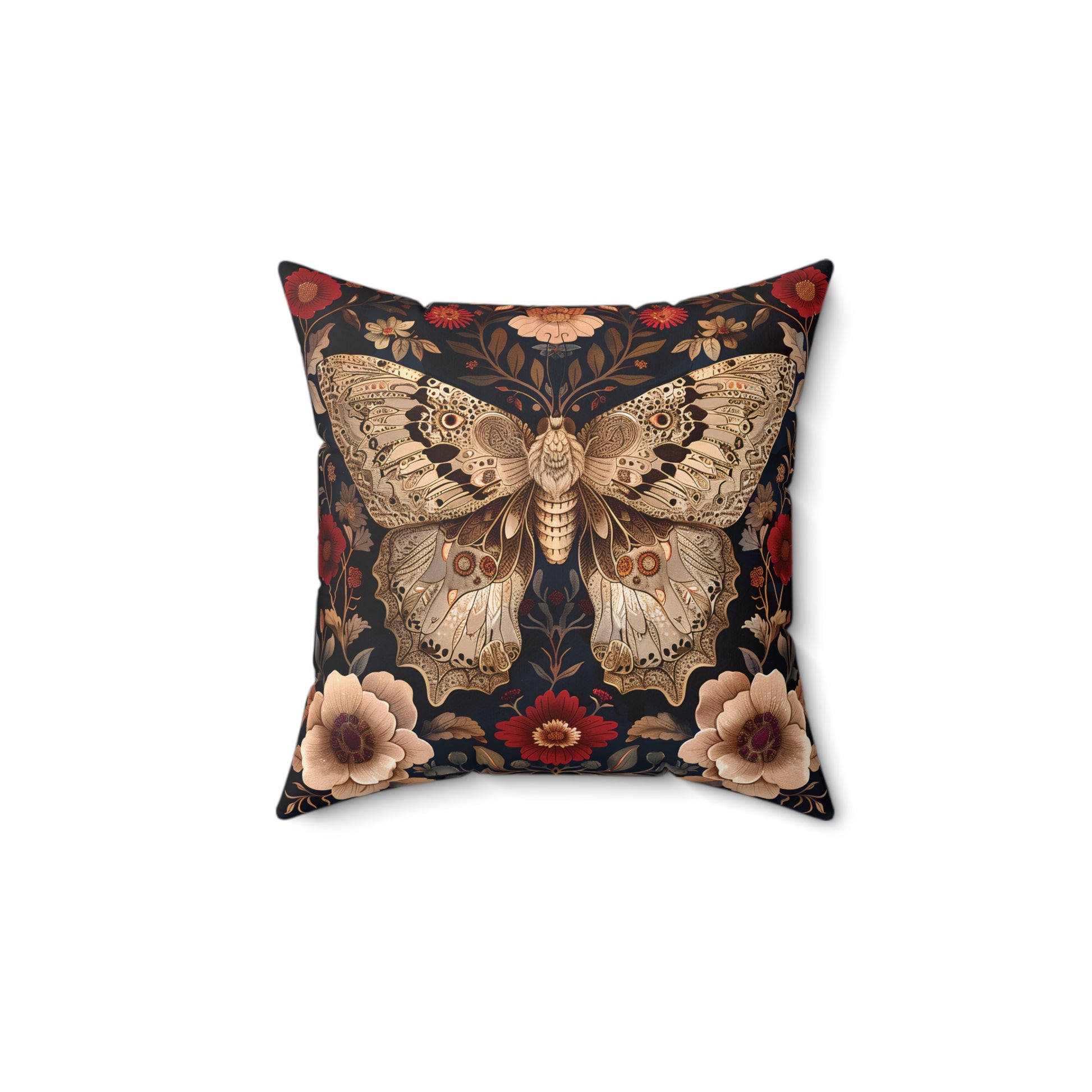 Butterfly Design Square Pillow, Butterflies and Flowers, insert included - Homevalley.co.uk