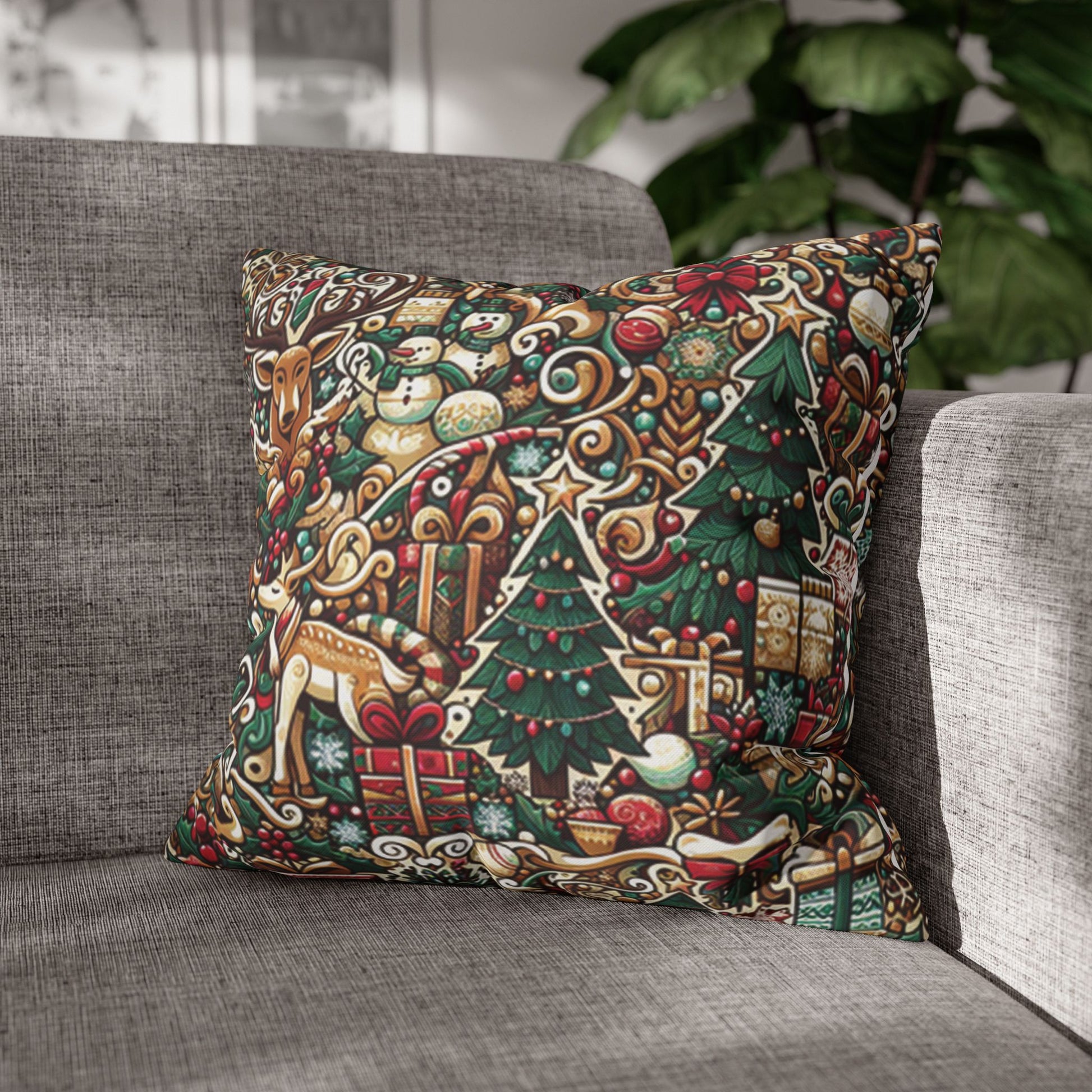 Christmas Square Pillowcase, Holiday Cushion Cover, Festive Throw Pillow, Xmas Decor, Home Decor Gift - Homevalley.co.uk