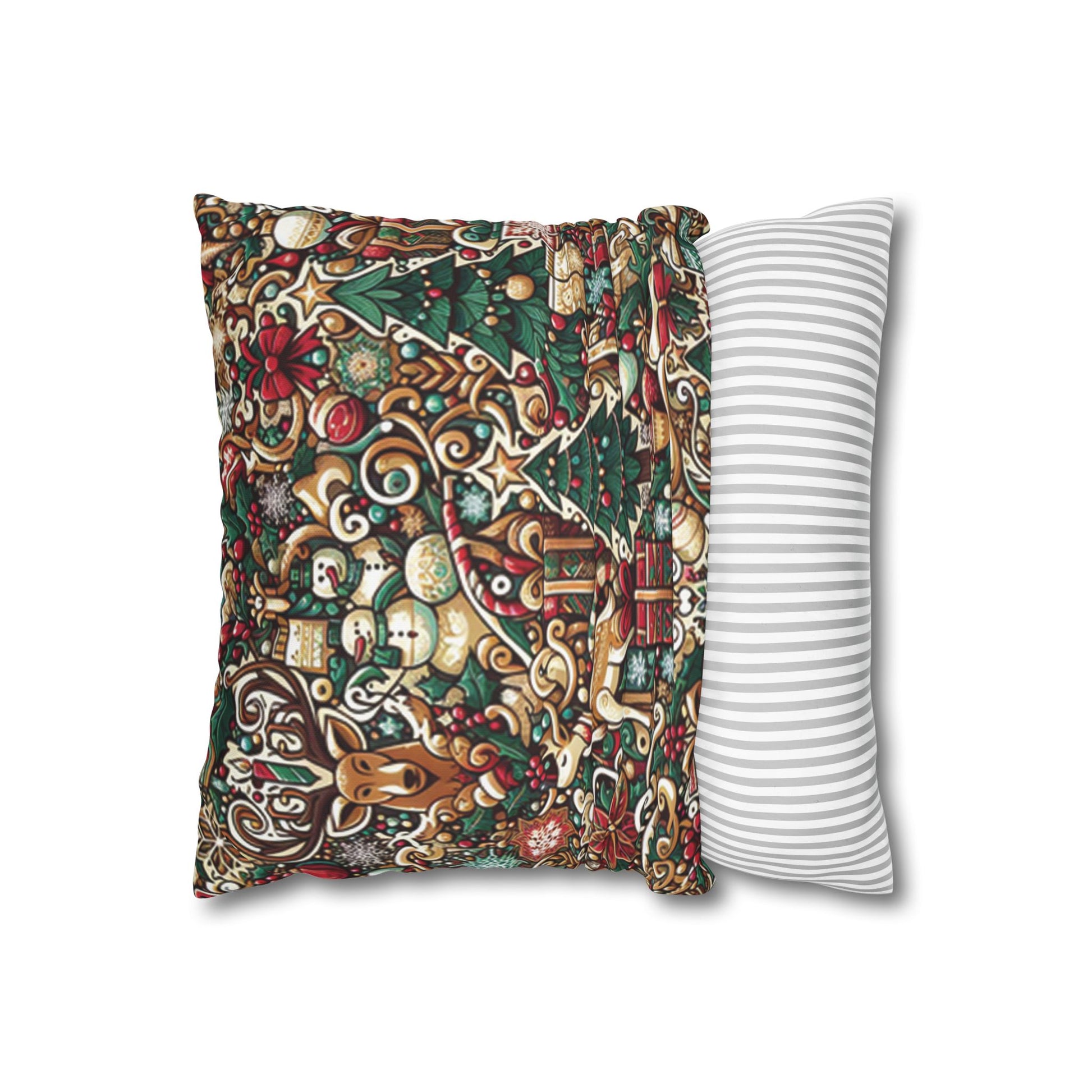 Christmas Square Pillowcase, Holiday Cushion Cover, Festive Throw Pillow, Xmas Decor, Home Decor Gift - Homevalley.co.uk