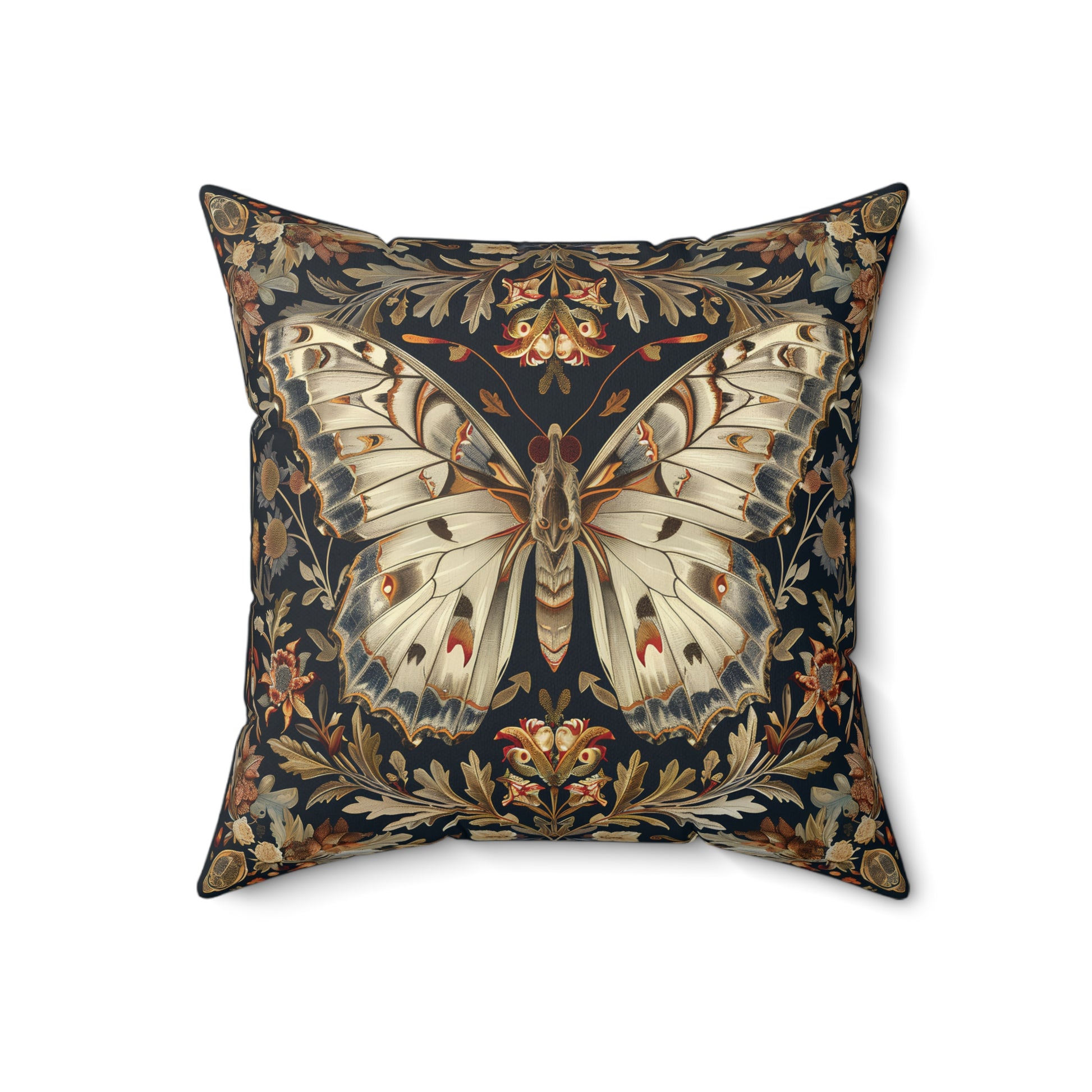Butterfly Design Square Pillow, Butterflies and Flowers, insert included - Homevalley.co.uk