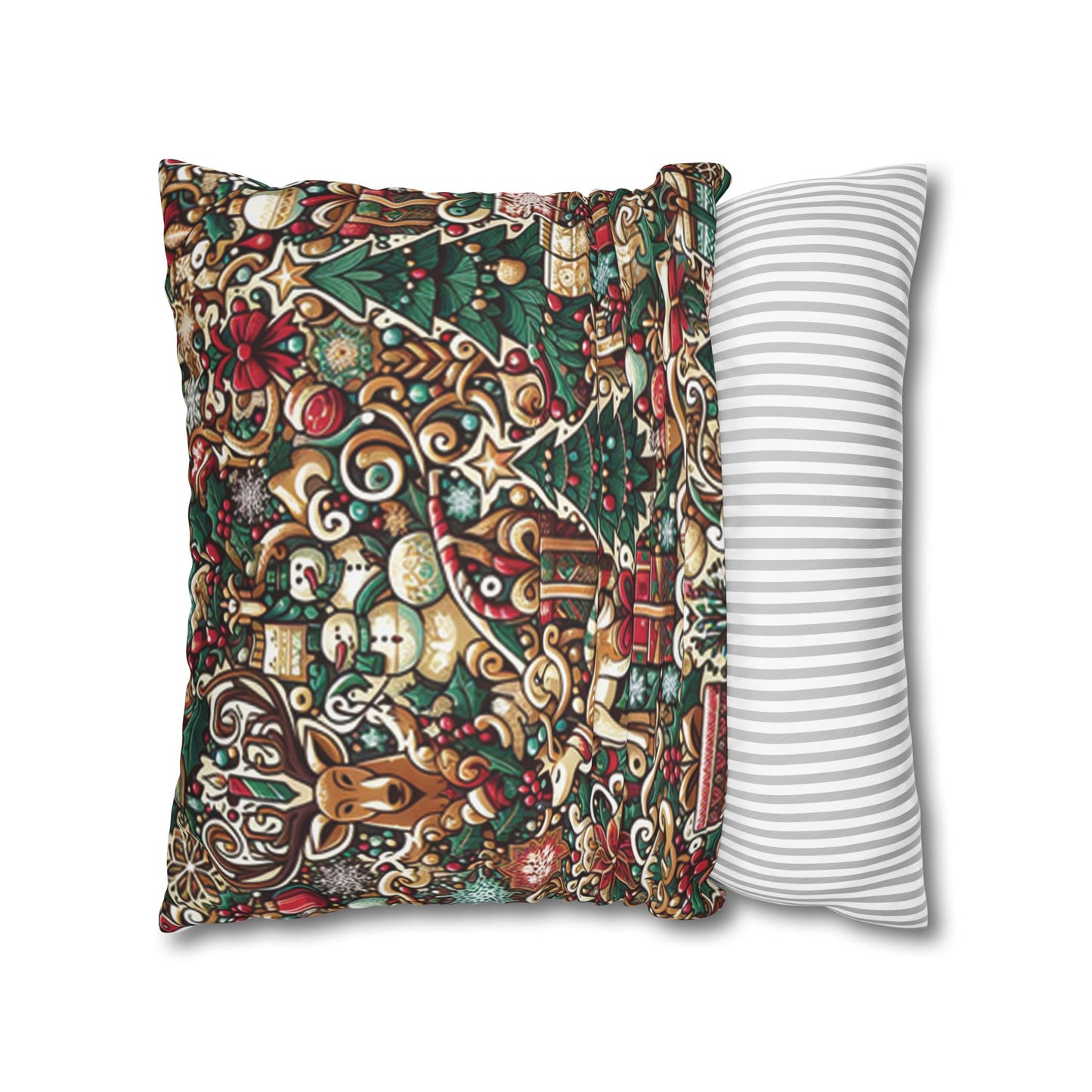 Christmas Square Pillowcase, Holiday Cushion Cover, Festive Throw Pillow, Xmas Decor, Home Decor Gift - Homevalley.co.uk