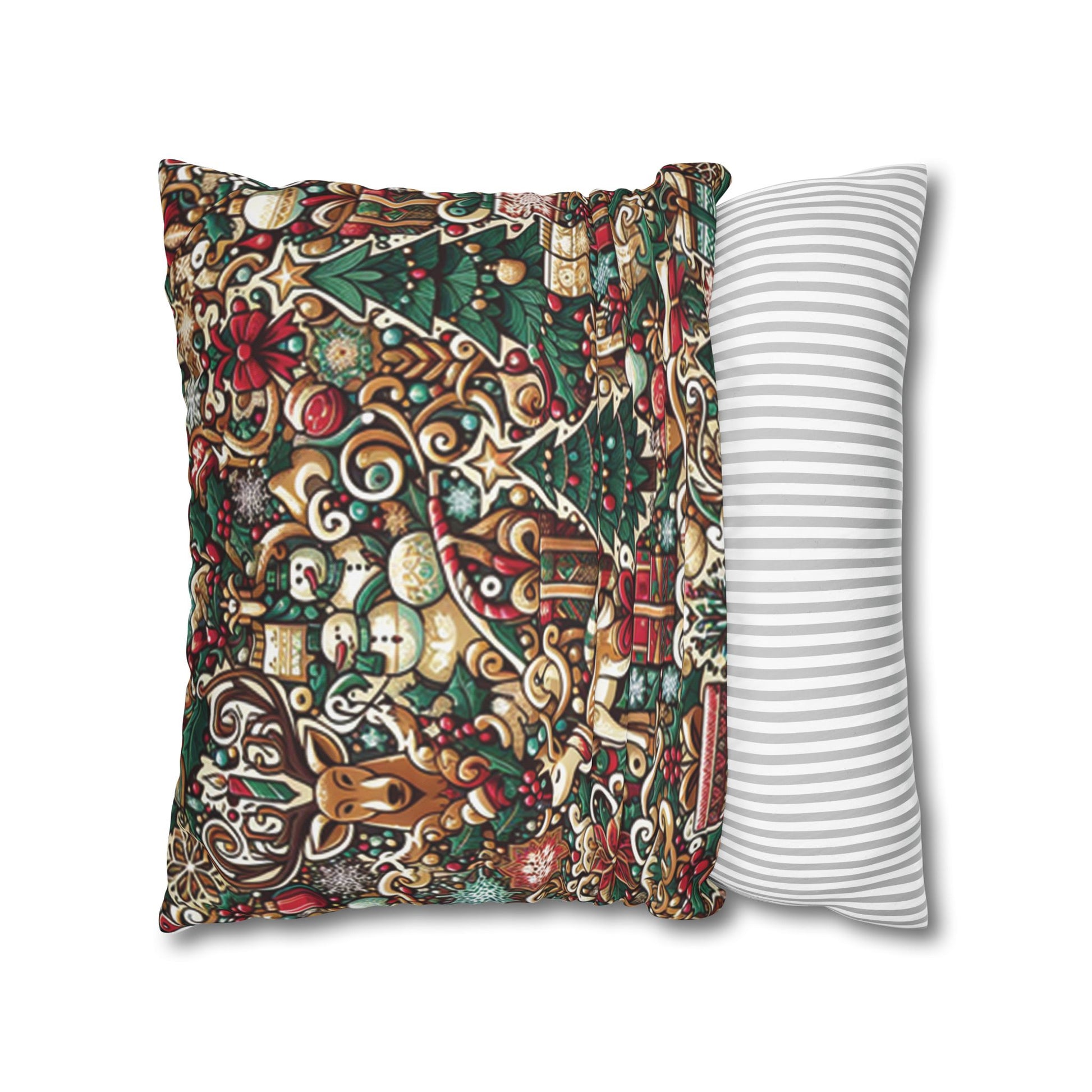 Christmas Square Pillowcase, Holiday Cushion Cover, Festive Throw Pillow, Xmas Decor, Home Decor Gift - Homevalley.co.uk