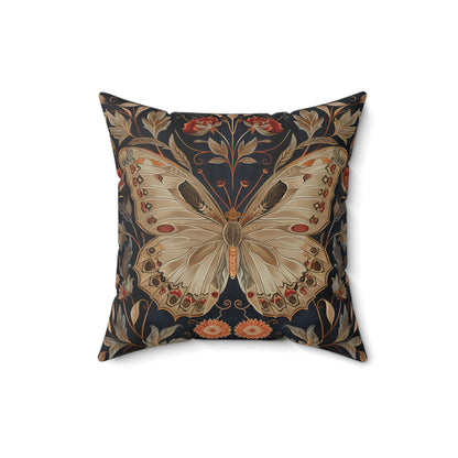 Butterfly Design Square Pillow, Butterflies and Flowers, insert included - Homevalley.co.uk