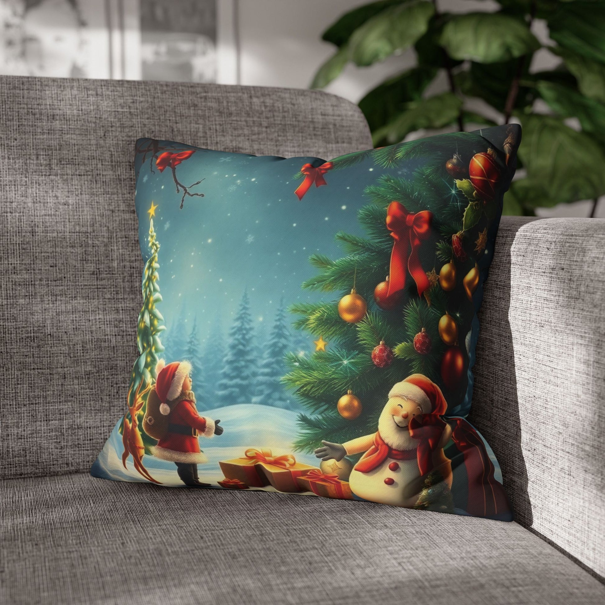 Christmas Square Pillowcase, Holiday Cushion Cover, Festive Throw Pillow, Xmas Decor, Home Decor Gift - Homevalley.co.uk