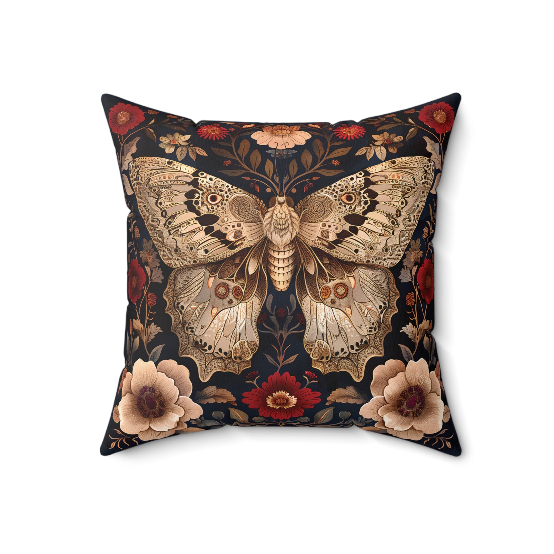 Butterfly Design Square Pillow, Butterflies and Flowers, insert included - Homevalley.co.uk
