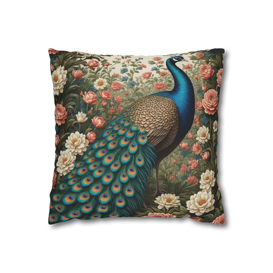 Enchanting Peacock William Morris Style Square Pillow, Throw Pillow Peacock Design, Decorate with Magic - Homevalley.co.uk