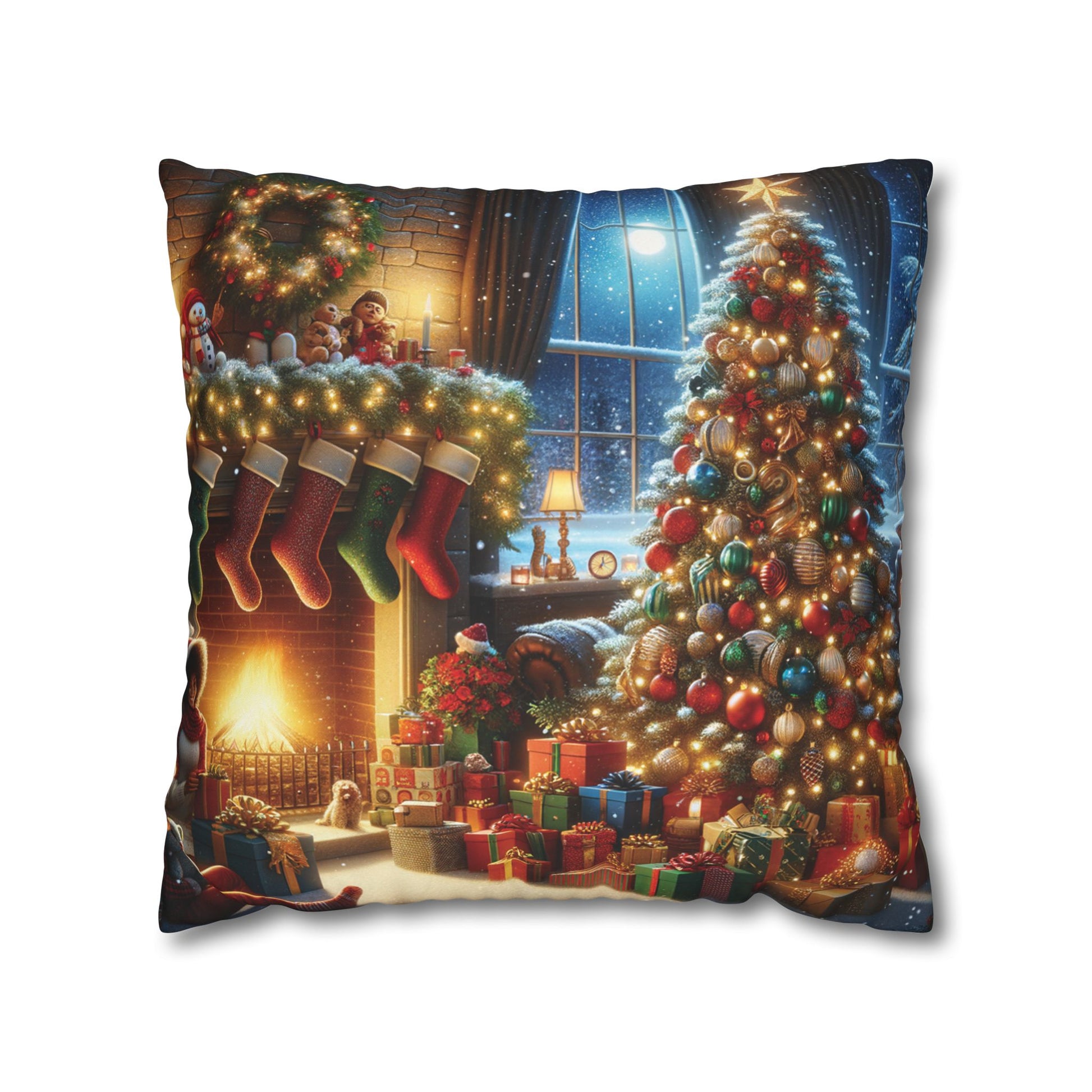 Christmas Square Pillowcase, Holiday Cushion Cover, Festive Throw Pillow, Xmas Decor, Home Decor Gift - Homevalley.co.uk