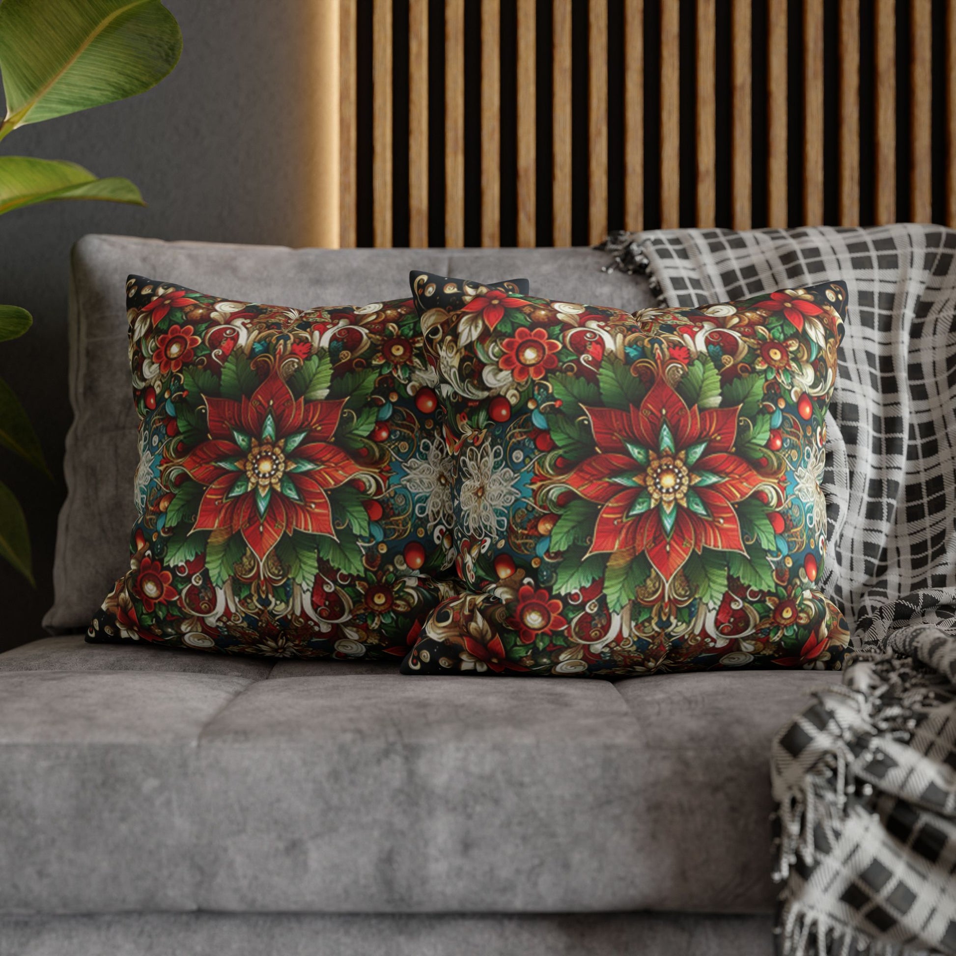 Christmas Square Pillowcase, Holiday Cushion Cover, Festive Throw Pillow, Xmas Decor, Home Decor Gift - Homevalley.co.uk