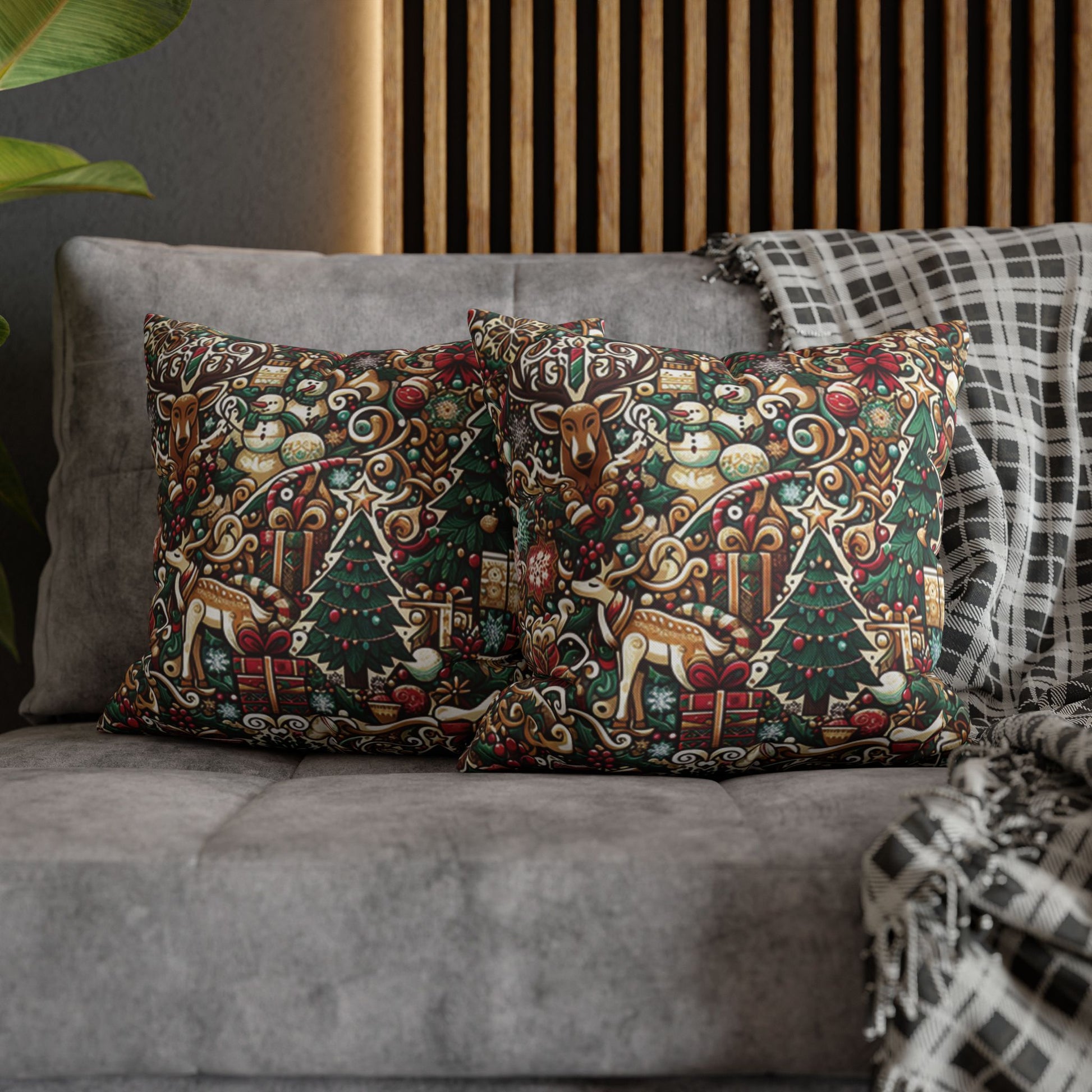 Christmas Square Pillowcase, Holiday Cushion Cover, Festive Throw Pillow, Xmas Decor, Home Decor Gift - Homevalley.co.uk