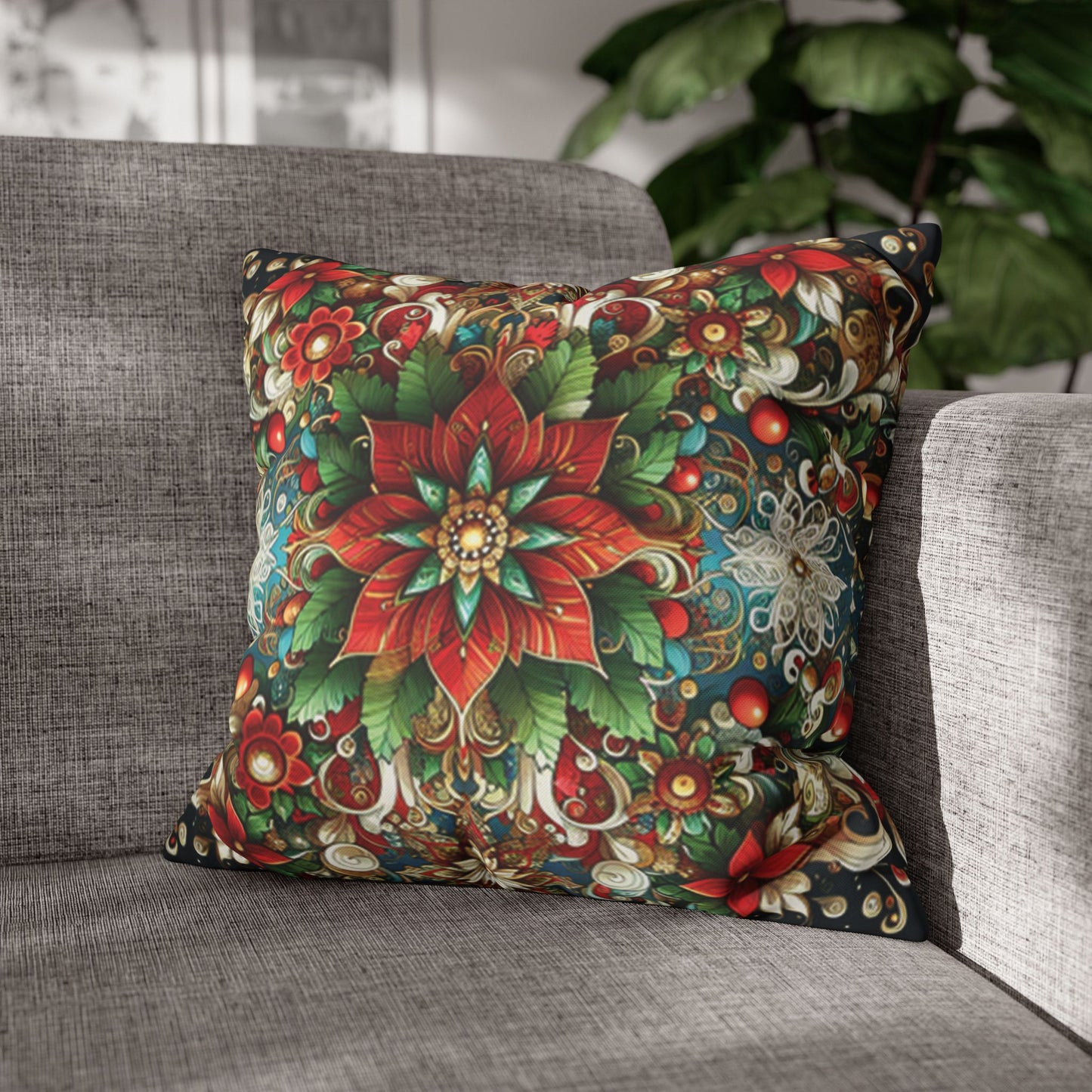 Christmas Square Pillowcase, Holiday Cushion Cover, Festive Throw Pillow, Xmas Decor, Home Decor Gift - Homevalley.co.uk
