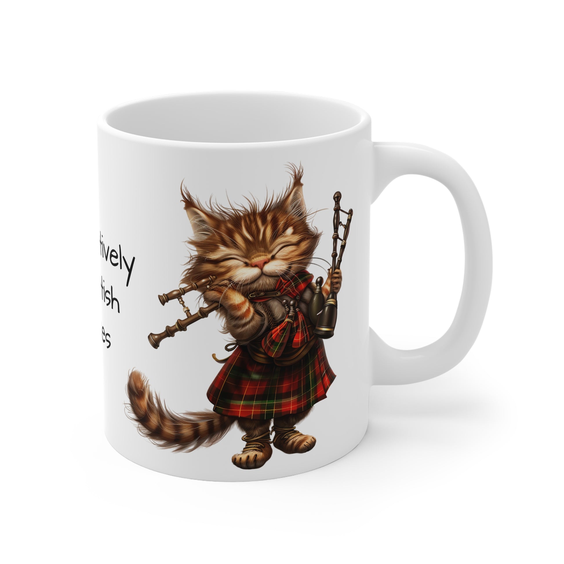 Cat Playing Bagpipes, White Coffee Mug, Funny Cat Coffee Cup, Tea Cup, Gift for Her, Gift for Friend, Gift for a Cat Lover, 11oz - Homevalley.co.uk