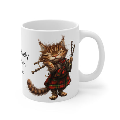 Cat Playing Bagpipes, White Coffee Mug, Funny Cat Coffee Cup, Tea Cup, Gift for Her, Gift for Friend, Gift for a Cat Lover, 11oz - Homevalley.co.uk