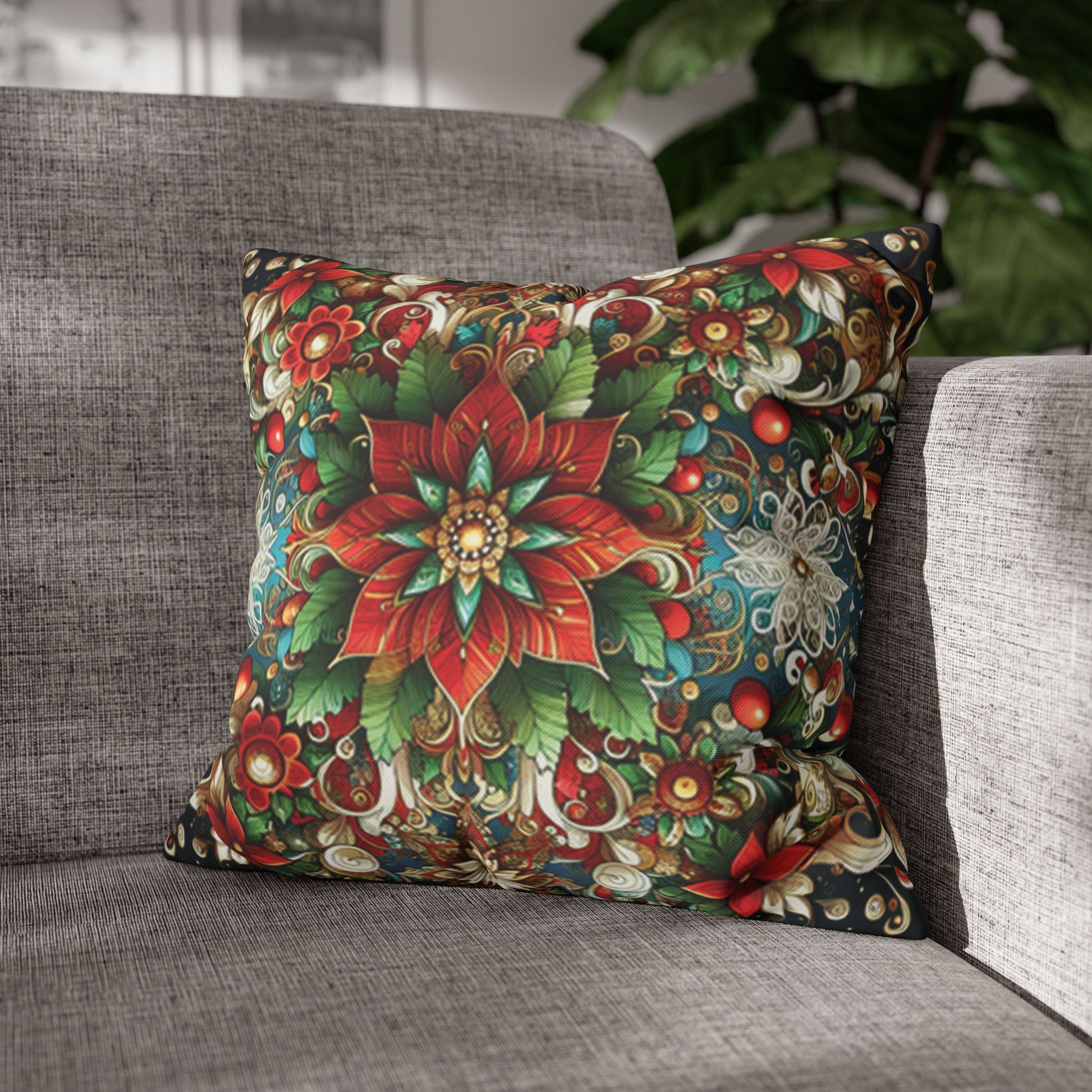 Christmas Square Pillowcase, Holiday Cushion Cover, Festive Throw Pillow, Xmas Decor, Home Decor Gift - Homevalley.co.uk
