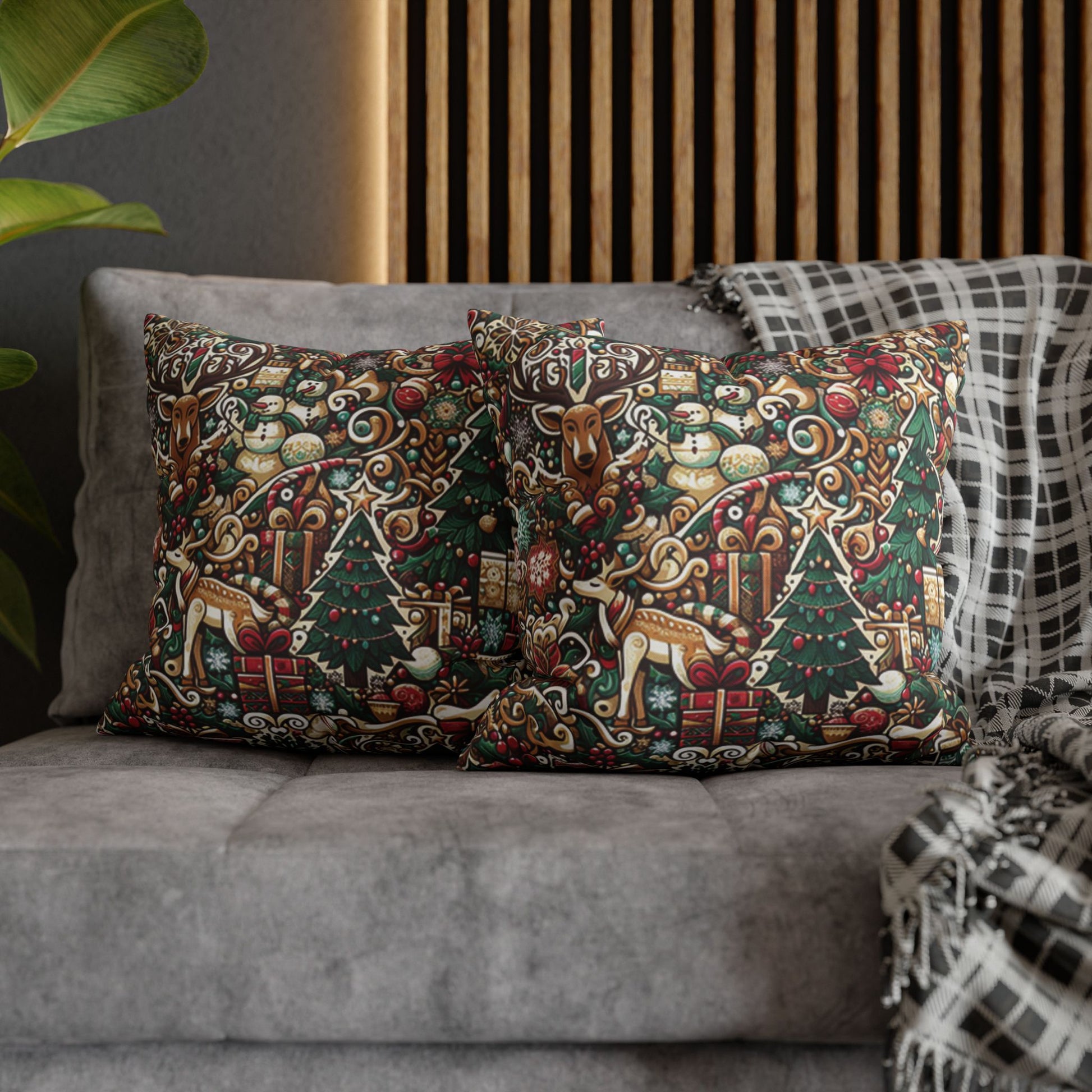 Christmas Square Pillowcase, Holiday Cushion Cover, Festive Throw Pillow, Xmas Decor, Home Decor Gift - Homevalley.co.uk