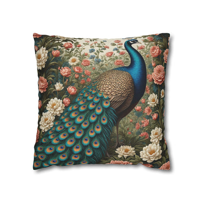 Enchanting Peacock William Morris Style Square Pillow, Throw Pillow Peacock Design, Decorate with Magic - Homevalley.co.uk