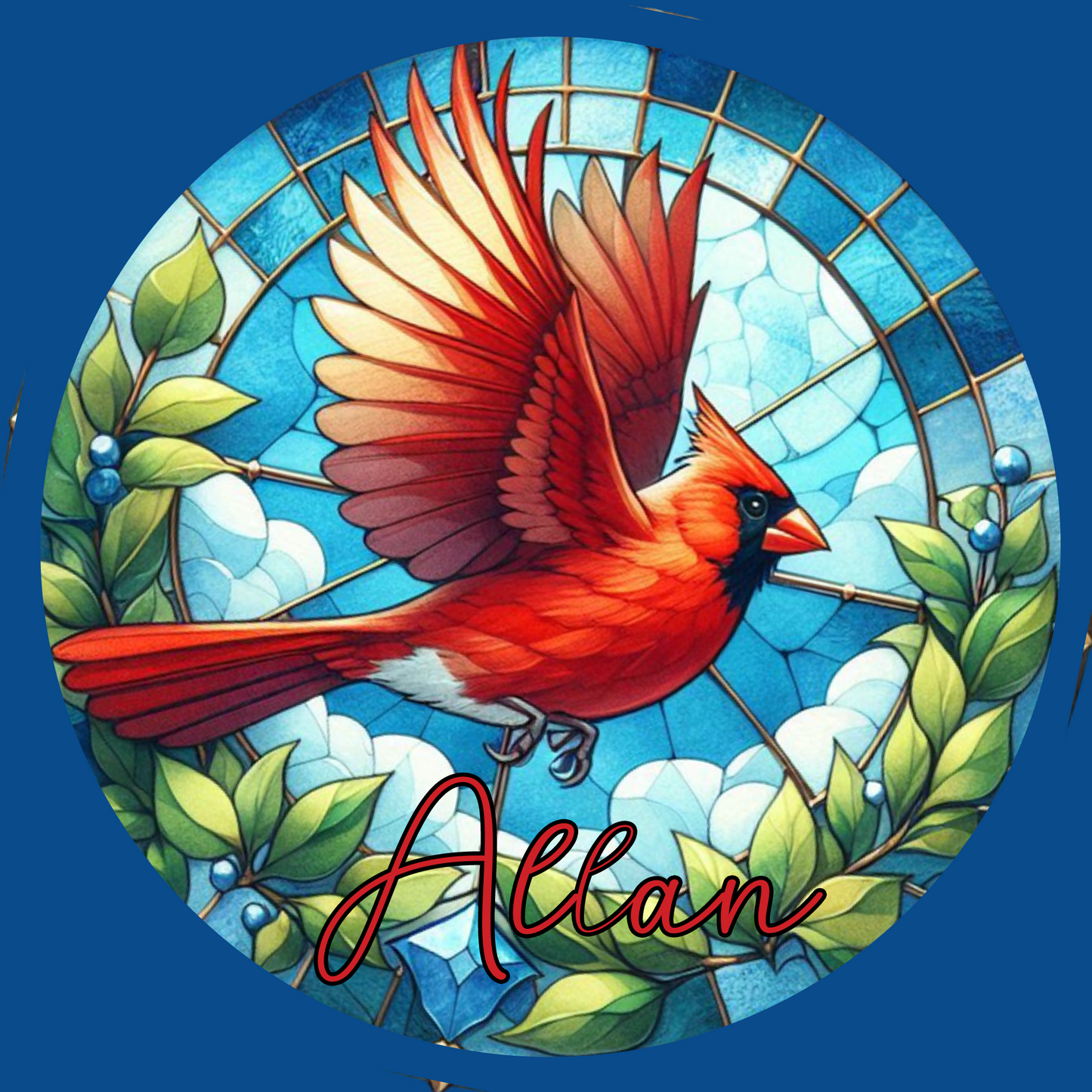 Personalized Stained Glass Cardinal Suncatcher – Custom Memorial Window Hanging