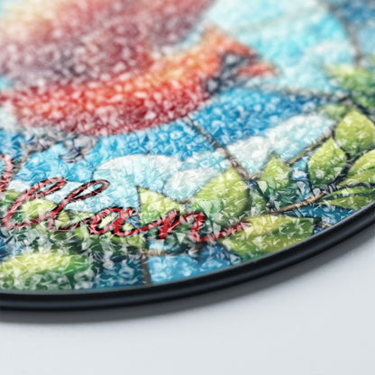 Personalized Stained Glass Cardinal Suncatcher – Custom Memorial Window Hanging